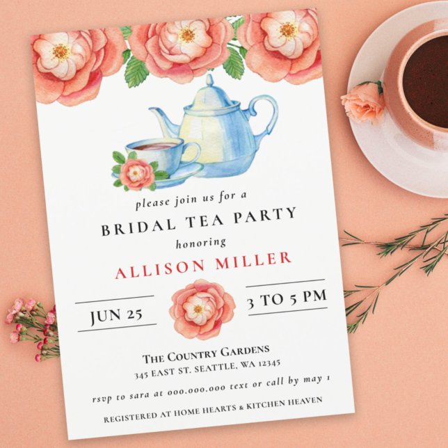 Papier Budget Floral Tea Party Nuptiale Douche Invitation (Créateur téléchargé)