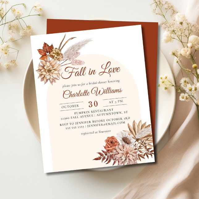 Papier Budget Floral Terracotta Boho Fête des mariées Inv (fall in love bridal shower)