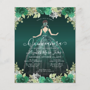 Papier Budget Floral Vert BILINGUE Espagnol Quinceanera