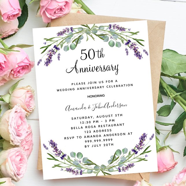 Papier Budget florale de lavande 50e anniversaire mariage (Créateur téléchargé)