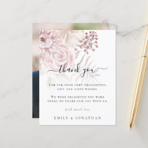 Papier Budget Florales roses Photo Nouveaux mariés Merci