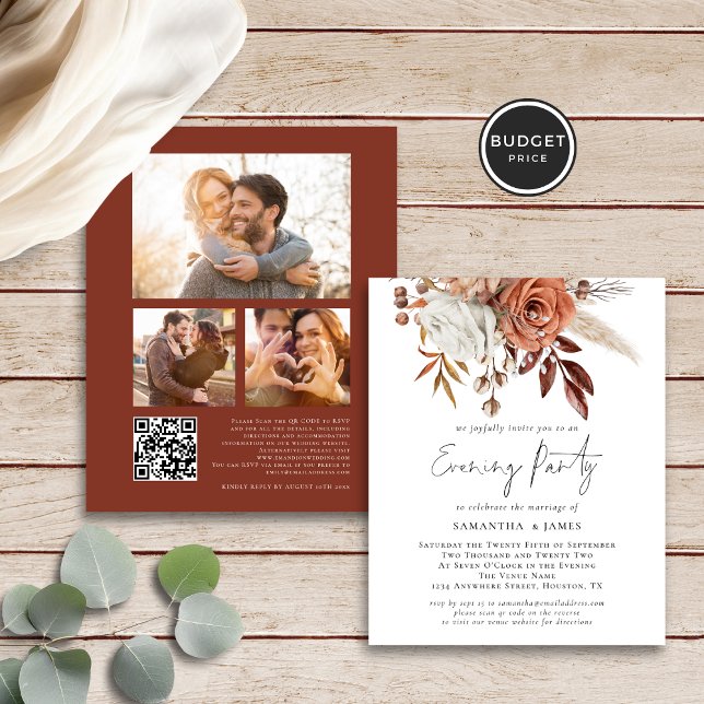 Papier Budget Florals 3 Photos Mariage Soirée (Front and back view)