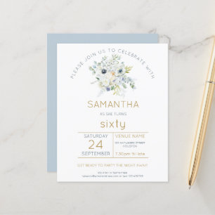 Papier Budget Florals 60e Anniversaire Fête Invitation