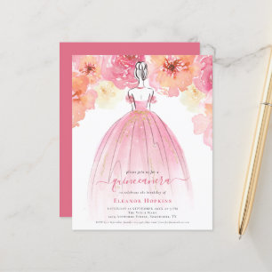 Papier Budget Florals Robe Rose Quinceanera Invitation
