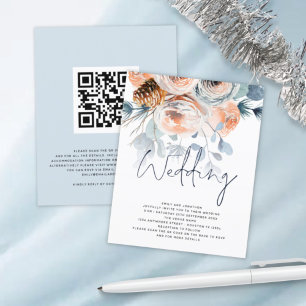 Papier BUDGET Floraux d'hiver QR Code Faire-part de maria