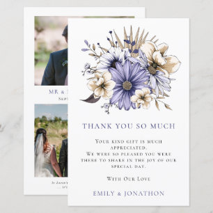 Papier BUDGET Floraux violets Mariage 3 photo Merci