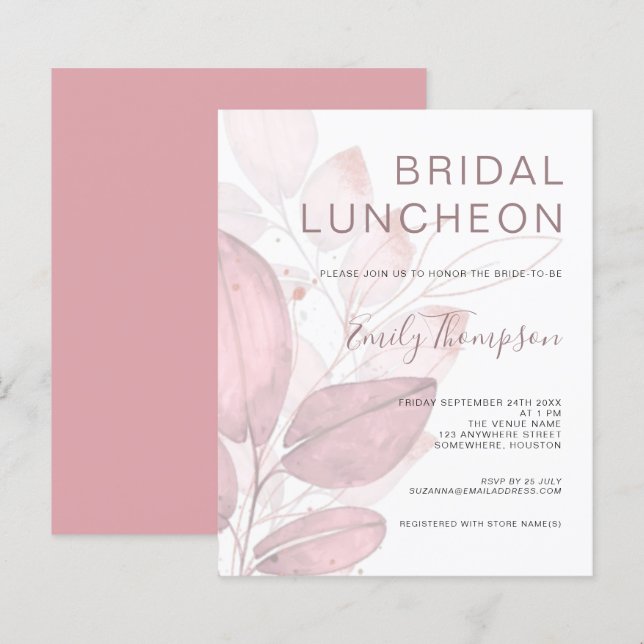 Papier Budget Foliage Dusty Rose Envoi de douche nuptiale (Devant / Derrière)