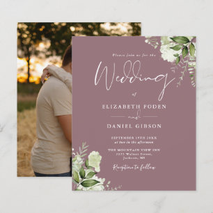 Papier Budget Foliage Mauve Faire-part de mariage photo