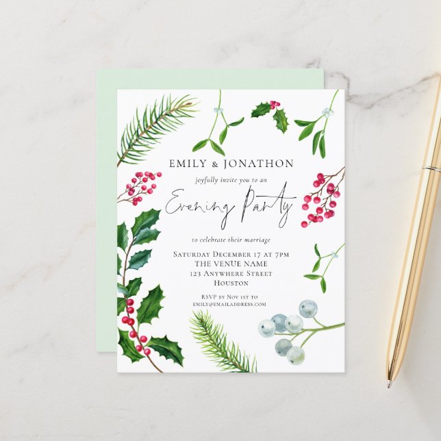 Papier Budget Foliage Noël Mariage Soirée (Devant/Arrière en situation)