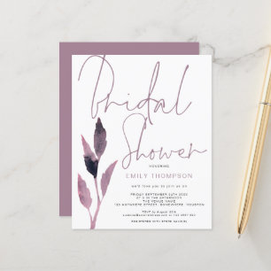 Papier Budget Foliage Script nuptiale douche Invitation