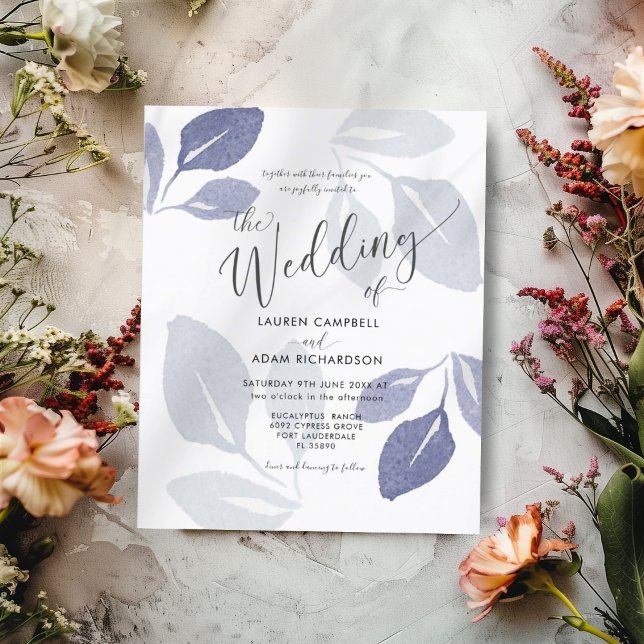 Papier Budget Folift Dusty Blue Faire-part de mariage (Créateur téléchargé)