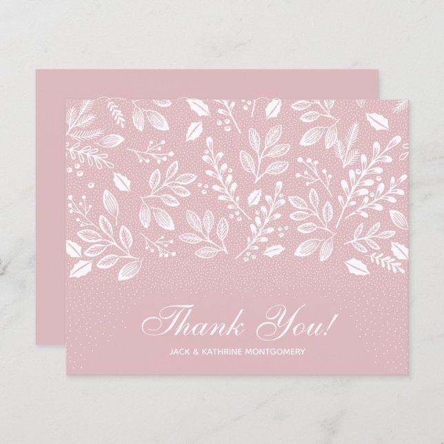 Papier Budget Folift White Script Dusty Rose Merci (Devant / Derrière)