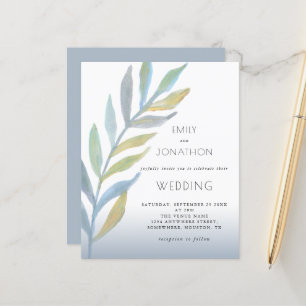 Papier Budget Foliing Faire-part de mariage bleu Verre de