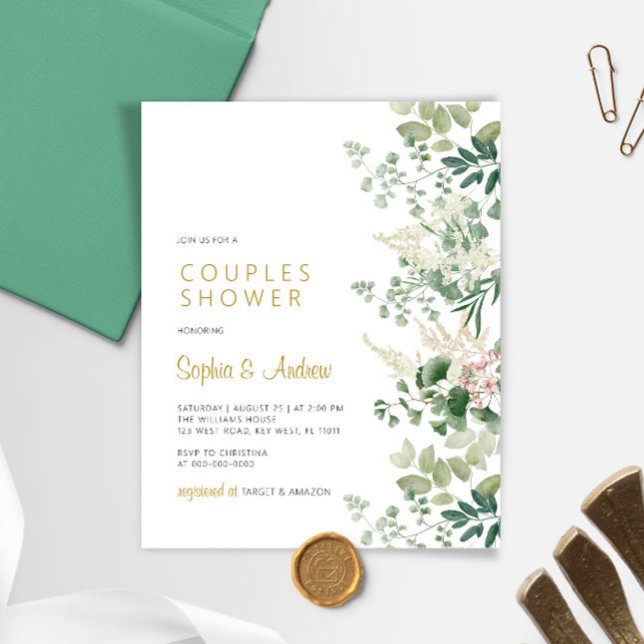Papier Budget Forest Green Couples Shower Invitation (Créateur téléchargé)