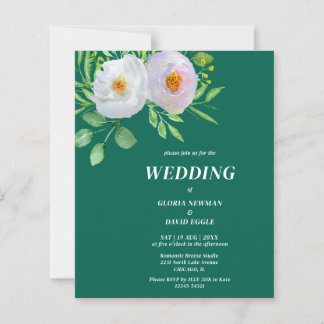 Papier Budget Forest Green Floral Wedding Invitation