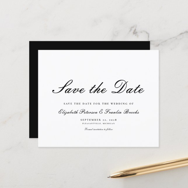 Papier Budget Formal Black White Wedding Enregistrer La D (Devant/Arrière en situation)