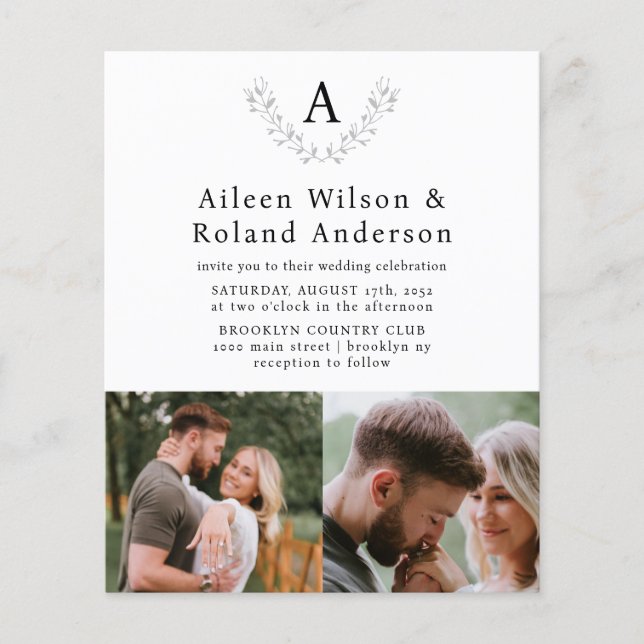 Papier Budget Formal Classic Monogramme 3 Mariage photo (Devant)