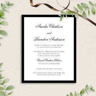 Papier BUDGET Formal Élégant Mariage de script noir et bl