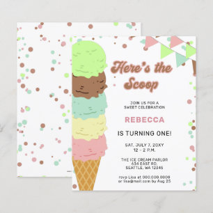 Papier Budget Fun Ice crème party Anniversaire invitation