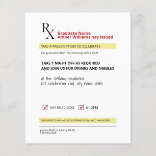 Papier Budget Fun Novelty Prescription Nurse Grad Invitat