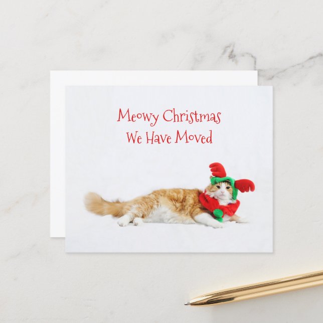 Papier Budget Funny Chat Noël Déménagement Nouvelle adres (Devant/Arrière en situation)
