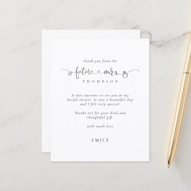 Papier Budget Futur Mme Ring Fête des mariées de coeur Me (Devant/Arrière en situation)