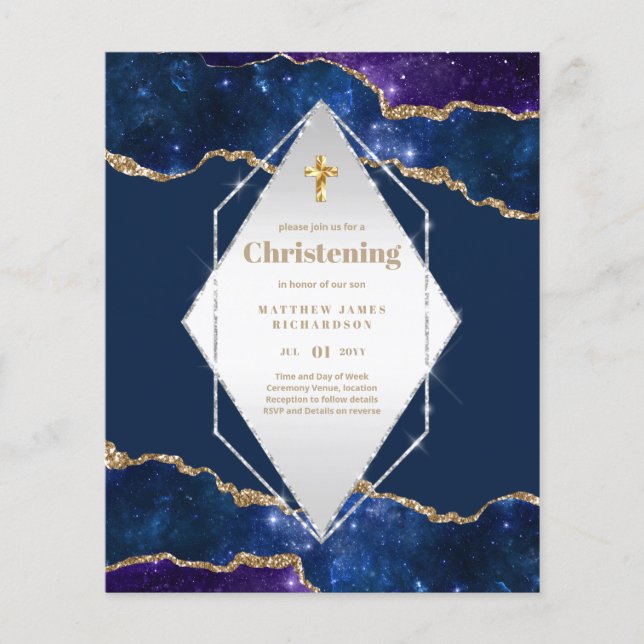 Papier BUDGET Galaxy CHRISTENING Invitations Baptême Baut (Devant)