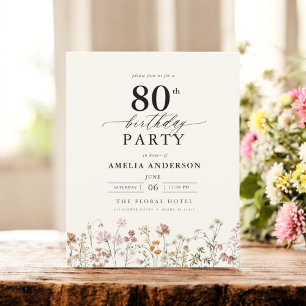 Papier Budget Garden Floral 80e Invitation anniversaire