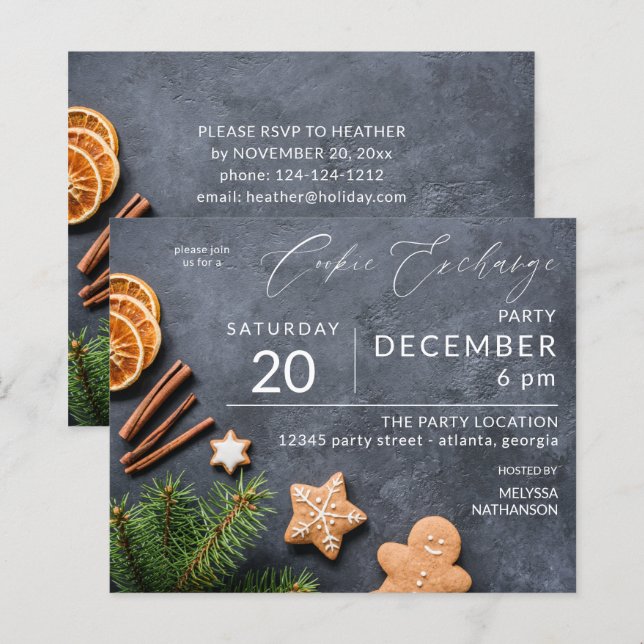 Papier Budget Gingerbread & Orange Cookie Exchange Party (Devant / Derrière)