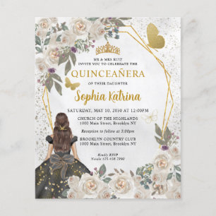 Papier Budget Glam Black Gold Floral Princesse Quinceañer