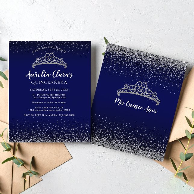Papier BUDGET Glam Bleu Parties scintillant en argent Tia (Créateur téléchargé)