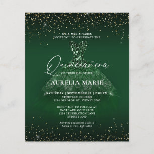Papier BUDGET Glam Gold Green Princesse robe Quinceanera