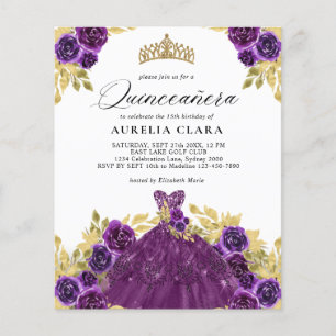 Papier BUDGET Glam Purple Robe Florale 15e Quinceañera