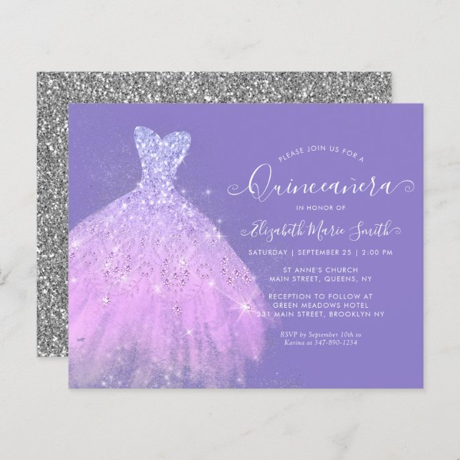 Papier Budget Glam Purple Silver Parties scintillant Gown (Devant / Derrière)