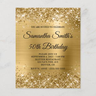 Papier Budget Glittery Gold Glam 50e anniversaire Invitat