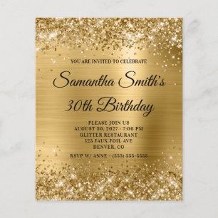 Papier Budget Glittery Gold Glam Anniversaire Invitation