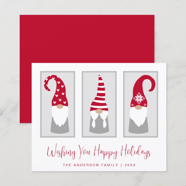 Papier Budget Gnomes Nordic Christmas Holiday Card (Devant / Derrière)