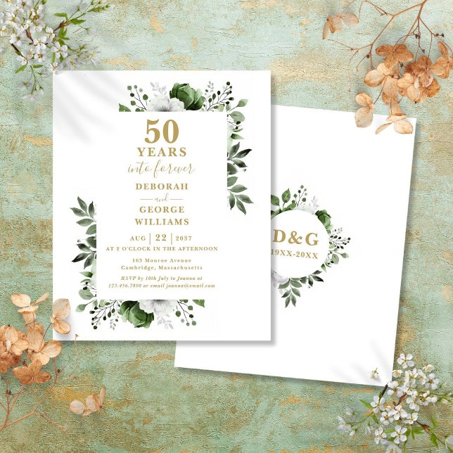 Papier Budget Gold 50e anniversaire Mariage Invitation (Budget Gold 50th Wedding Anniversary Invitation)