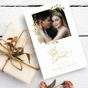 Papier Budget Gold Branches Cadre Mariage Photo de luxe