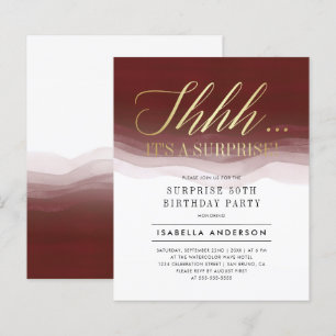 Papier Budget Gold Burgundy Aquarelle Surprise Anniversai