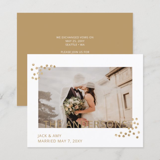 Papier Budget Gold Confetti Mariage photo Faire-part (Devant / Derrière)