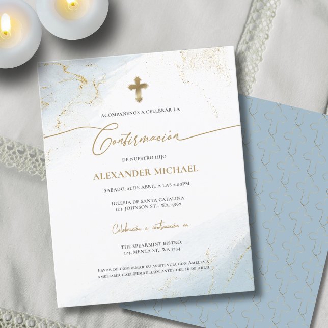 Papier Budget Gold Cross Boy Confirmation Confirmacion  (Créateur téléchargé)