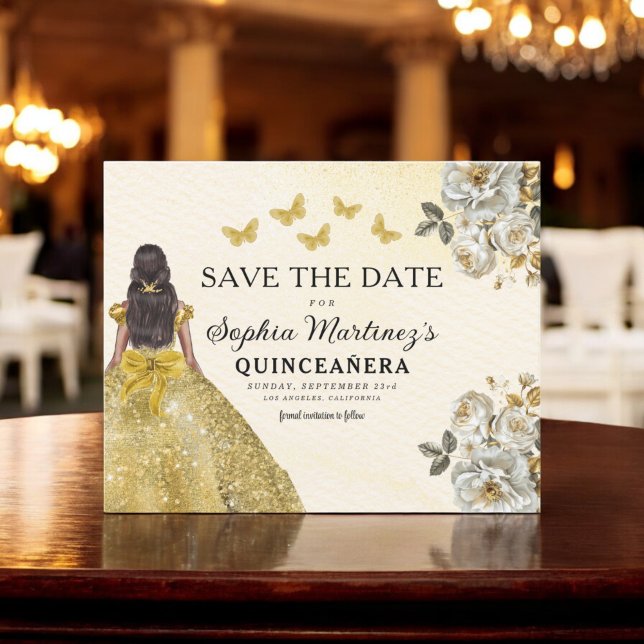 Papier Budget Gold Enregistrer la date Anniversaire Quinc (Créateur téléchargé)