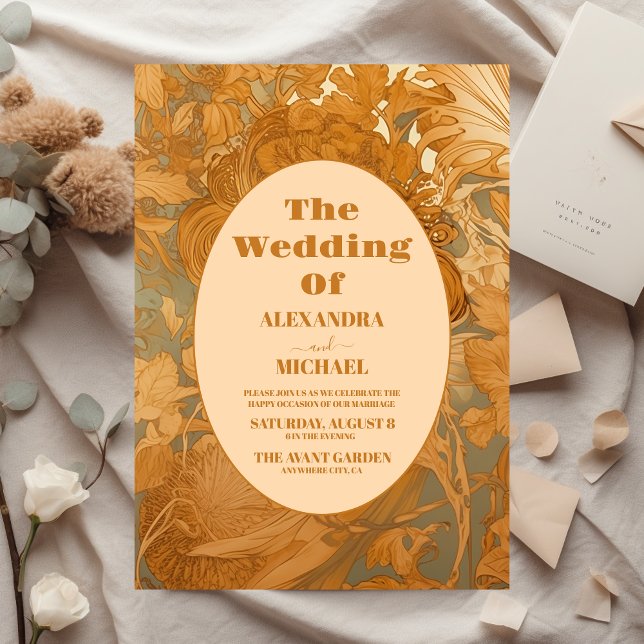 Papier Budget Gold Floral Art Nouveau Mariage (Créateur téléchargé)
