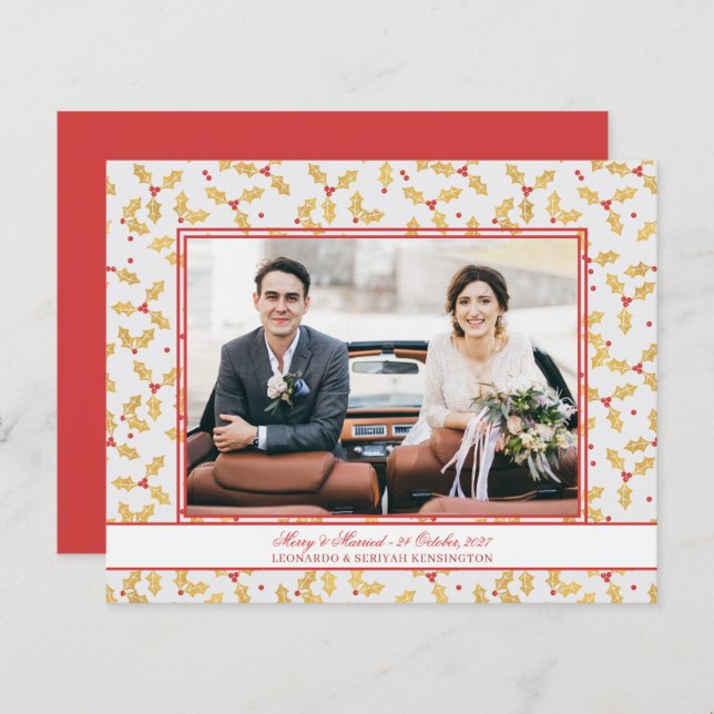 Papier Budget Gold Foil Holly Joyeux Noël Marié (Devant / Derrière)