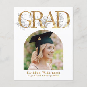 Papier BUDGET Gold GRAD Floral 5 Photo Grad Invitation