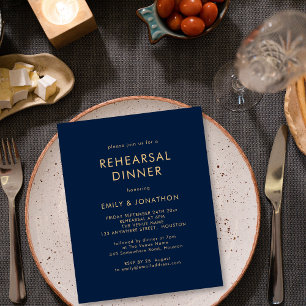 Papier Budget Gold Marine Blue Rehearer Dîner Invitation