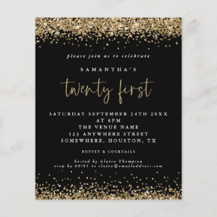 Papier Budget Gold Parties scintillant 21e Invitation Bla
