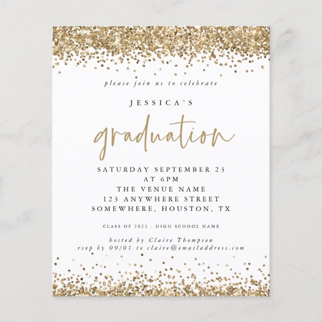 Papier Budget Gold Parties scintillant Bordure 2024 Invit (Devant)