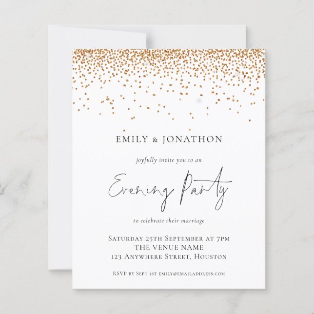 Papier Budget Gold Parties scintillant Mariage Soirée Inv (Devant)